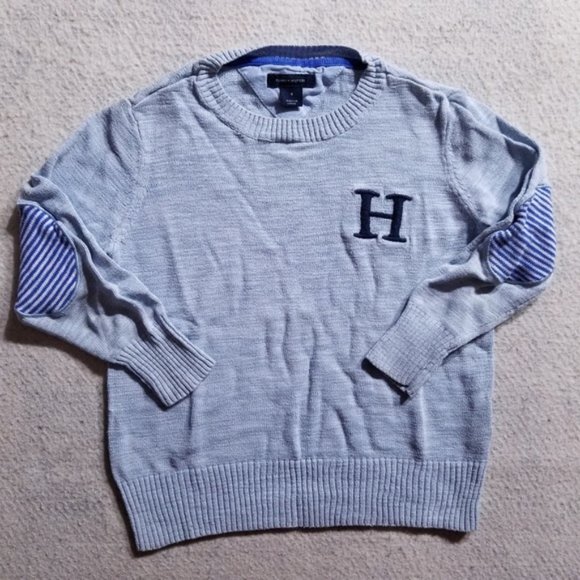 Tommy Hilfiger Blue Sweater with Elbow Patches - Picture 1 of 8